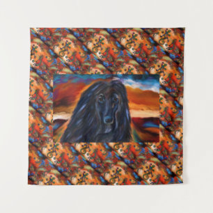 Afghan Hound Kokopelli Art Painting  Tapestry