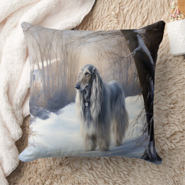 Afghan Hound Let It Snow Christmas  Cushion (Blanket)