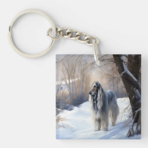 Afghan Hound Let It Snow Christmas Key Ring