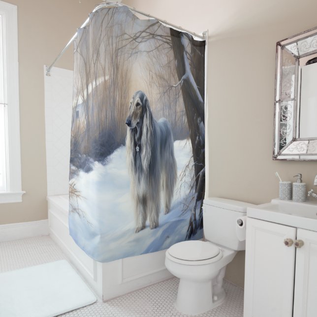 Afghan Hound Let It Snow Christmas  Shower Curtain (In Situ)