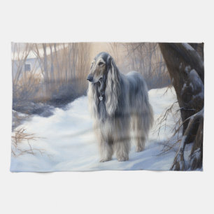 Afghan Hound Let It Snow Christmas  Tea Towel