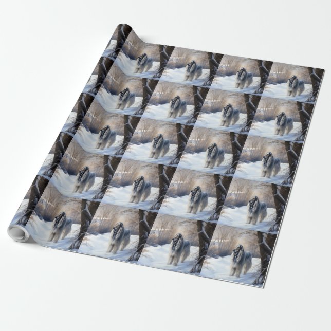 Afghan Hound Let It Snow Christmas  Wrapping Paper (Unrolled)