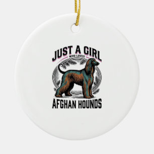 Afghan Hound Lover Vintage Dog Mum Shirt Design_1 Ceramic Ornament