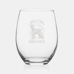 Afghan Hound Lover Vintage Dog Mum Shirt Design_1 Stemless Wine Glass
