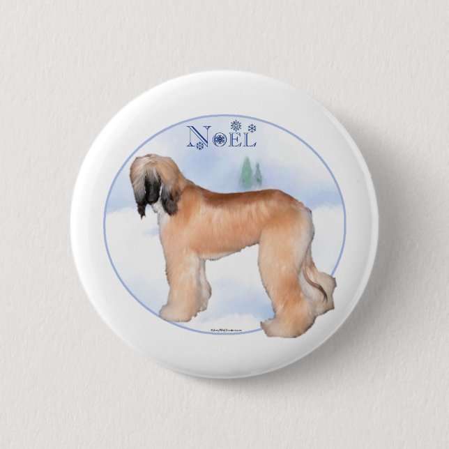 Afghan Hound Noel - Button (Front)