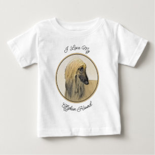 Afghan Hound Painting - Cute Original Dog Art Baby T-Shirt