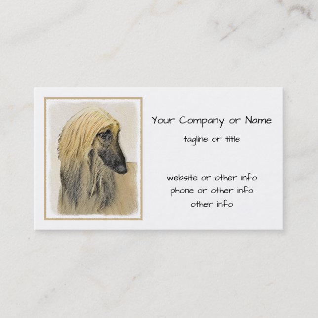 Afghan Hound Painting - Cute Original Dog Art Business Card (Front)