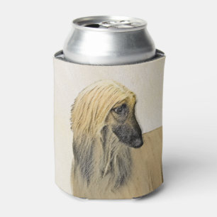 Afghan Hound Painting - Cute Original Dog Art Can Cooler