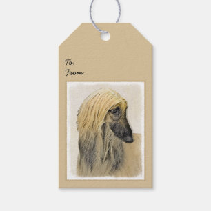 Afghan Hound Painting - Cute Original Dog Art Gift Tags