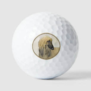 Afghan Hound Painting - Cute Original Dog Art Golf Balls
