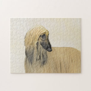 Afghan Hound Painting - Cute Original Dog Art Jigsaw Puzzle