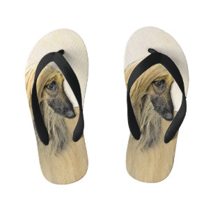 Afghan Hound Painting - Cute Original Dog Art Kid's Thongs