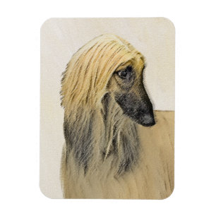 Afghan Hound Painting - Cute Original Dog Art Magnet