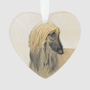 Afghan Hound Painting - Cute Original Dog Art Ornament