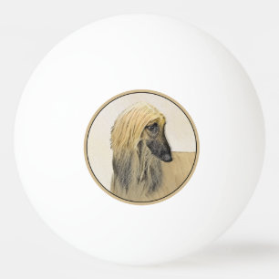 Afghan Hound Painting - Cute Original Dog Art Ping Pong Ball