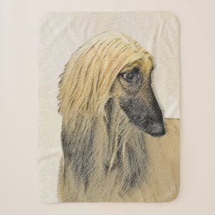 Afghan Hound Painting - Cute Original Dog Art Sherpa Blanket