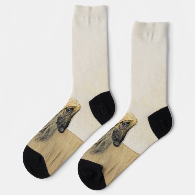 Afghan Hound Painting - Cute Original Dog Art Socks (Left)