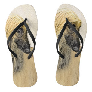 Afghan Hound Painting - Cute Original Dog Art Thongs