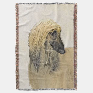 Afghan Hound Painting - Cute Original Dog Art Throw Blanket