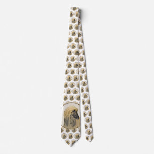 Afghan Hound Painting - Cute Original Dog Art Tie