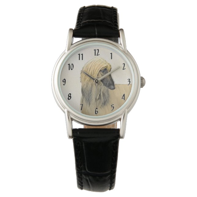 Afghan Hound Painting - Cute Original Dog Art Watch (Front)