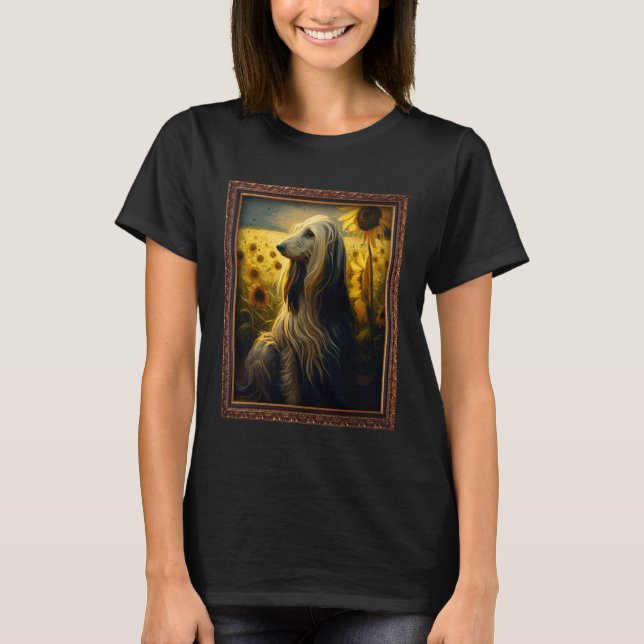 Afghan Hound Painting Sunflower Flower Mom Women F T-Shirt (Front)