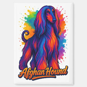 Afghan Hound Pop Art – Vibrant Colourful Dog Magnet
