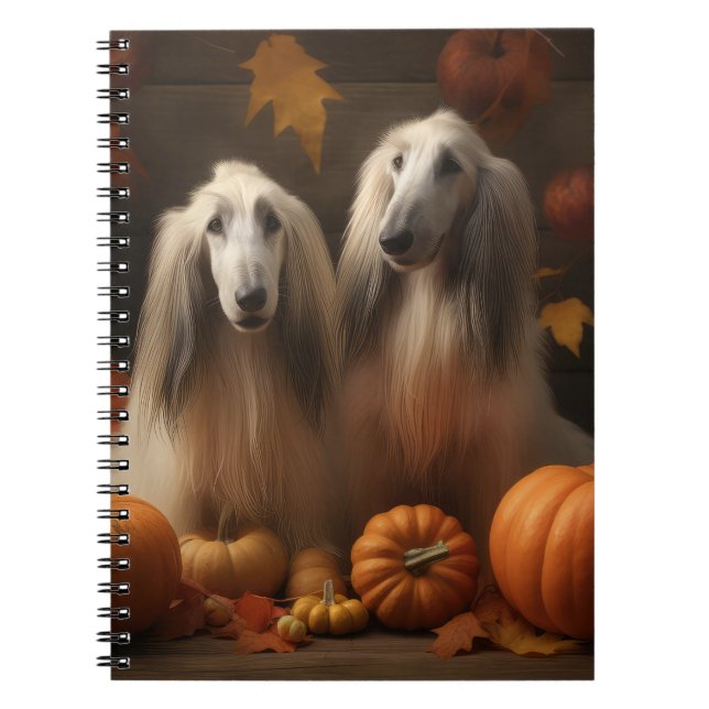 afghan hound Puppy Autumn Delight Pumpkin Notebook (Front)