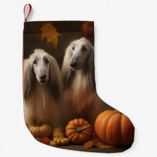 afghan hound Puppy Autumn Delight Pumpkin Small Christmas Stocking