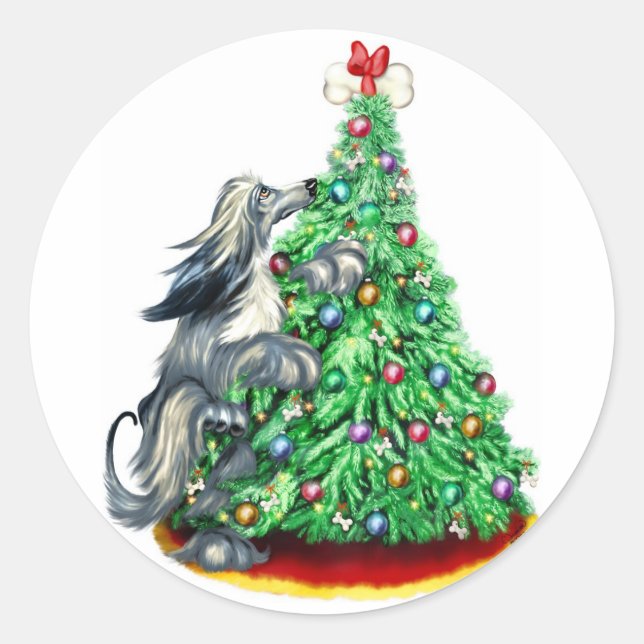 Afghan Hound Reach Goals Blue Classic Round Sticker (Front)