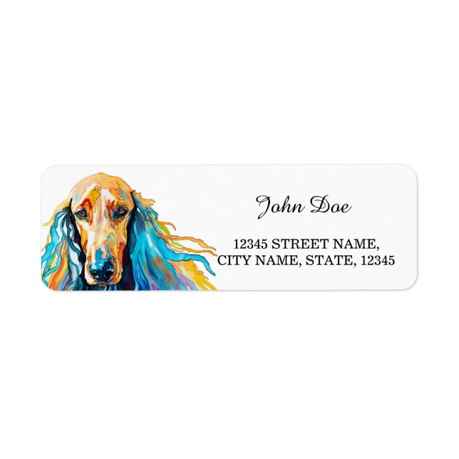 Afghan Hound Return Address Label (Front)