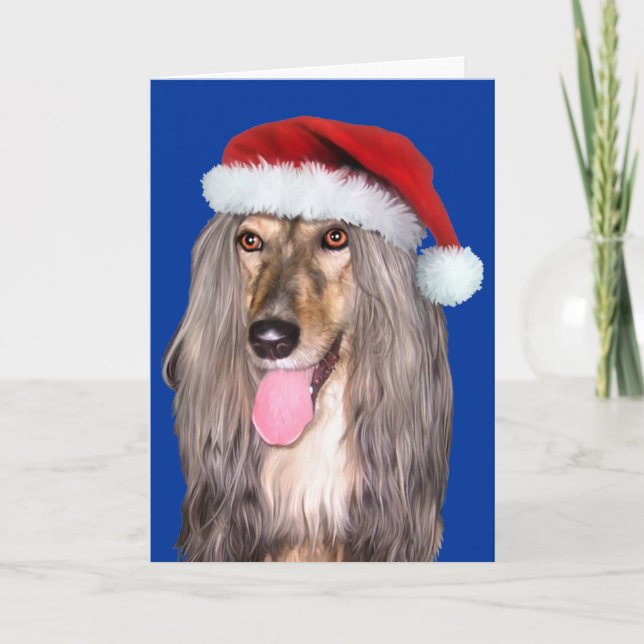 Afghan Hound Santa Claus - Customised Holiday Card (Front)