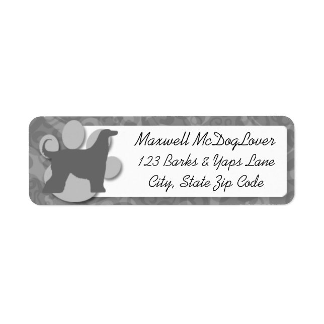 Afghan Hound Silhouette Return Address Label (Front)