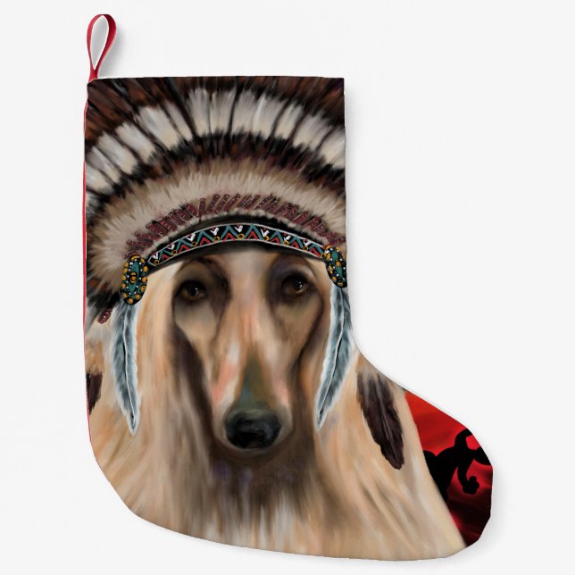 Afghan Hound Small Christmas Stocking (Front)