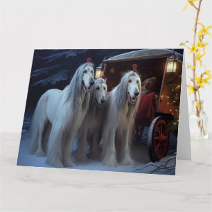 Afghan Hound Snowy Sleigh Ride Christmas Decor Card