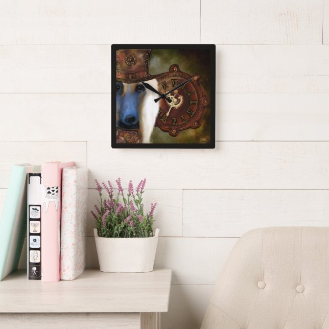 Afghan Hound  Square Wall Clock (Reading Room)
