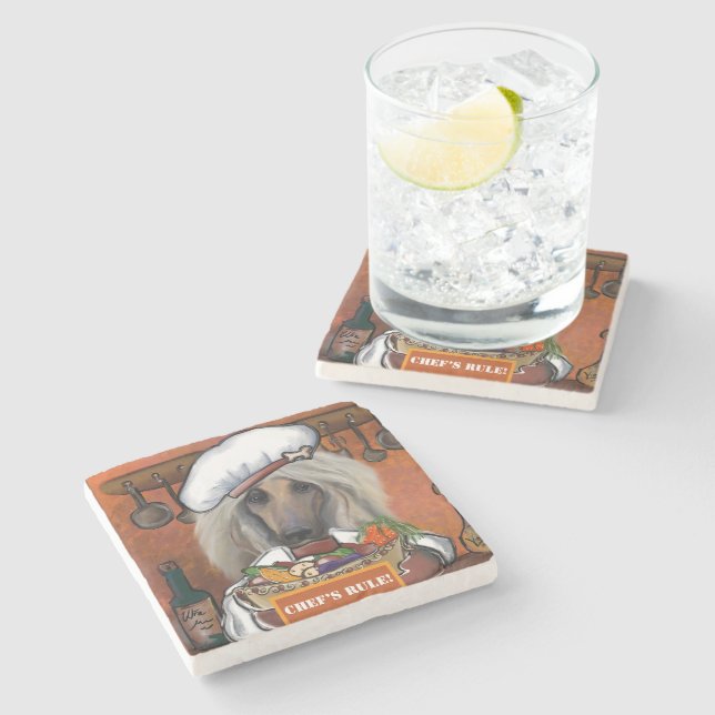 Afghan Hound        Stone Coaster (Side)