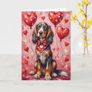 Afghan Hound Valentine’s Day Dog with Hearts Red Card