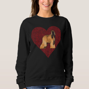 Afghan Hound Valentines Day Dog Love Fingerprint Sweatshirt