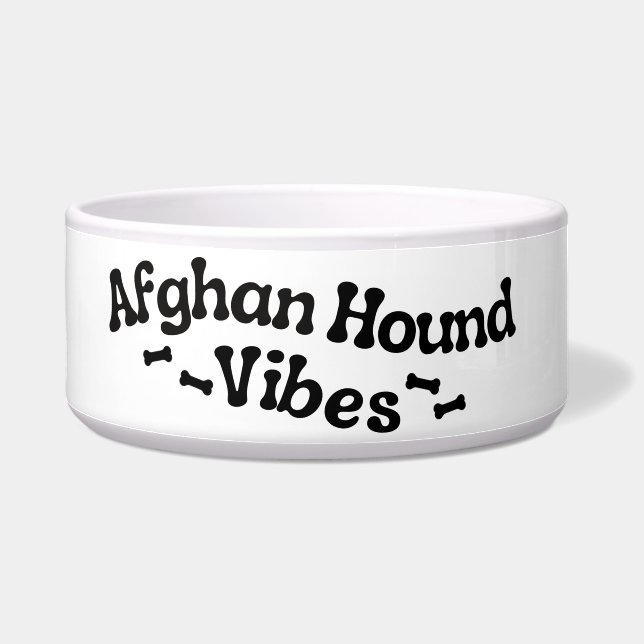 Afghan Hound Vibes Ceramic Dog Bowl (Left)