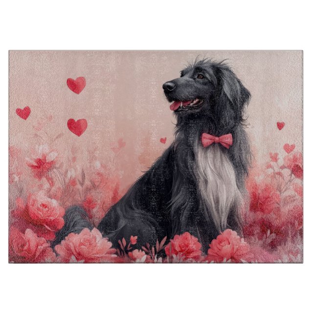 Afghan Hound with Roses - Valentine's Day  Cutting Board (Front)