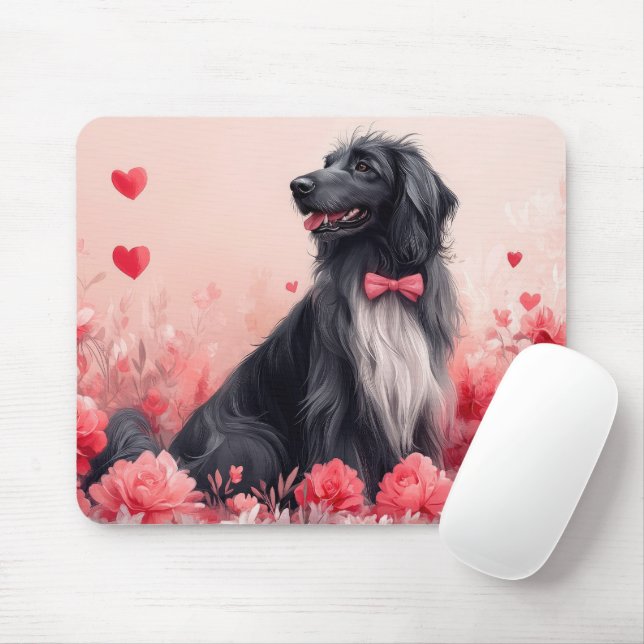 Afghan Hound with Roses - Valentine's Day  Mouse Pad (With Mouse)