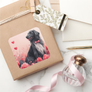 Afghan Hound with Roses - Valentine's Day  Square Sticker