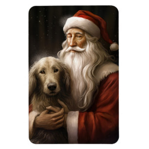 Afghan Hound with Santa Claus Festive Christmas Magnet