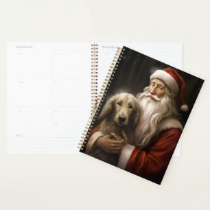 Afghan Hound with Santa Claus Festive Christmas Planner