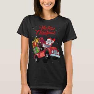 Afghan Hound With Santa Claus In Red Truck Dog T-Shirt