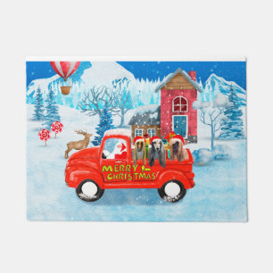 Afghan Hounds Dog in Christmas Delivery Truck Snow Doormat