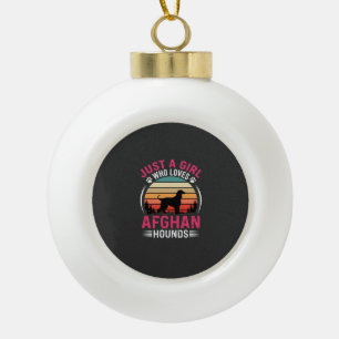 Afghan Hounds Retro Sunset Dog Lover Ceramic Ball Christmas Ornament