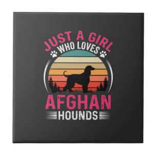 Afghan Hounds Retro Sunset Dog Lover Ceramic Tile