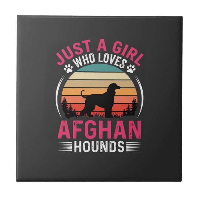 Afghan Hounds Retro Sunset Dog Lover Ceramic Tile (Front)